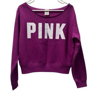 PINK Victoria's Secret Purple Off the Shoulder Sweatshirt Size Small
